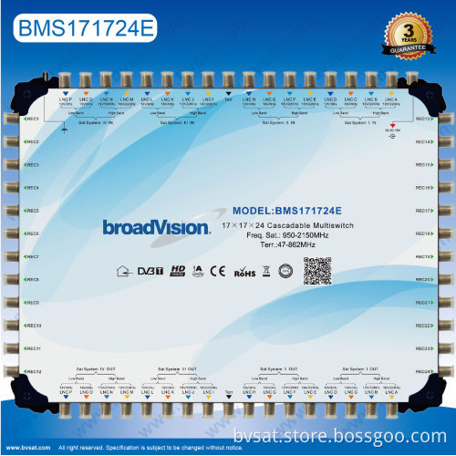 16 Satellite Tv Input And 1 Terrestrial Tv Input Smatv Distribution System 17in 17out 24 Users Cascade Multiswitch